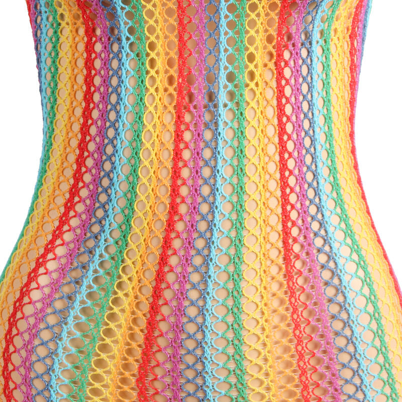 952341 rainbow fishnet dress one size