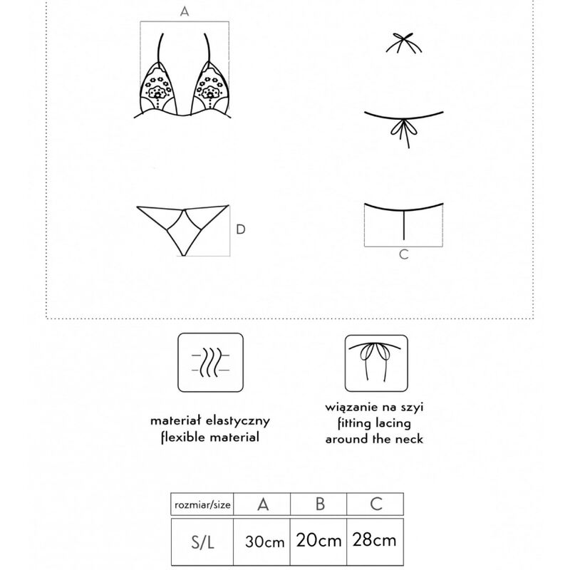 Jimena lc 20216 bra + thong black one size