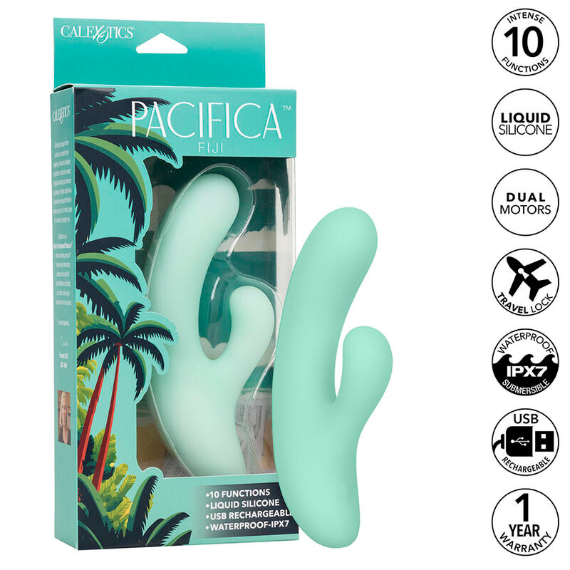 CALEXOTICS - PACIFICA FIJI VIBRATOR &amp; G-SPOT ESTIMATOR 10 VIBRATIONS AQUA