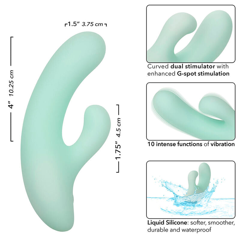 CALEXOTICS - PACIFICA FIJI VIBRATOR &amp; G-SPOT ESTIMATOR 10 VIBRATIONS AQUA