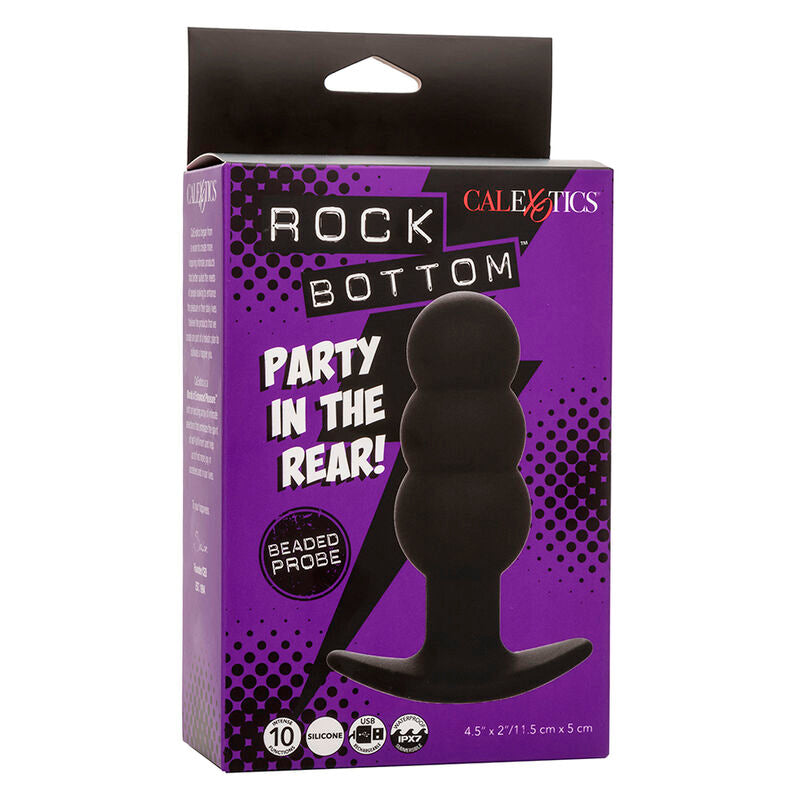 Rock bottom beaded anal plug 10 vibrations black silicone