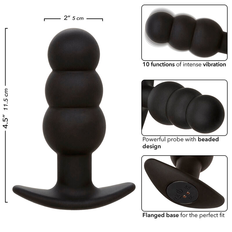 Rock bottom beaded anal plug 10 vibrations black silicone