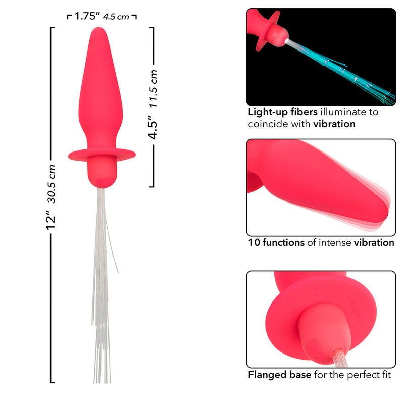 Southern lights light up anal plug 10 vibrations pink silicone