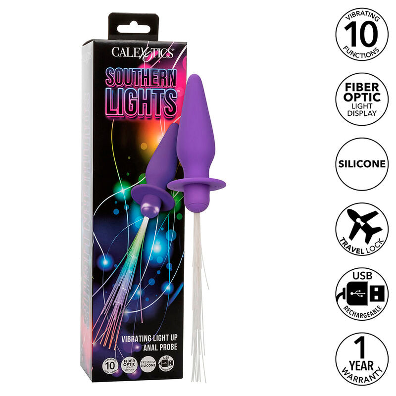 CALEXOTICS - SOUTHERN LIGHTS LIGHT UP PLUG ANAL10 VIBRATIONS SILICONE PURPLE