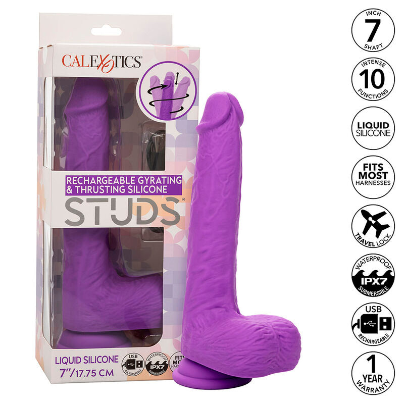 Studs rechargeable and rotating vibrator 10 vibrations purple