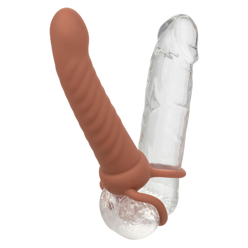 Maxx Ribbed Double Penetrator 10 Vibrations Brown