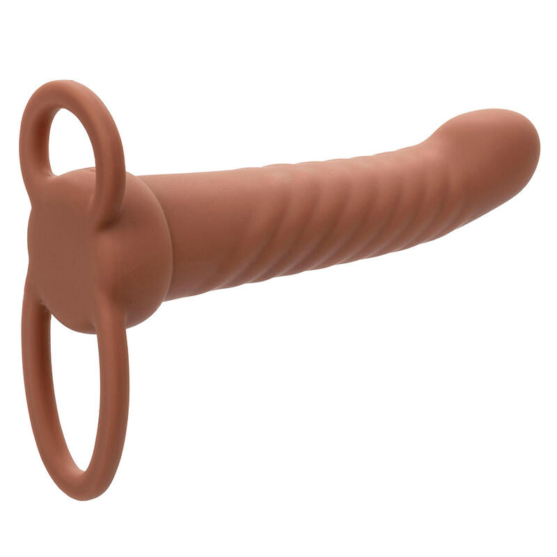 Maxx Ribbed Double Penetrator 10 Vibrations Brown