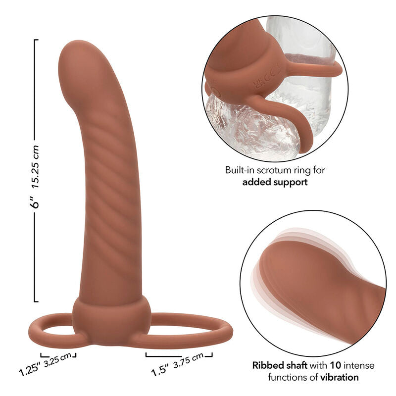 Maxx Ribbed Double Penetrator 10 Vibrations Brown
