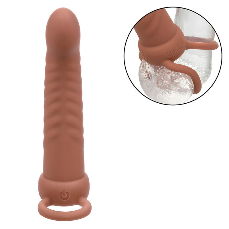 Maxx Ribbed Double Penetrator 10 Vibrations Brown