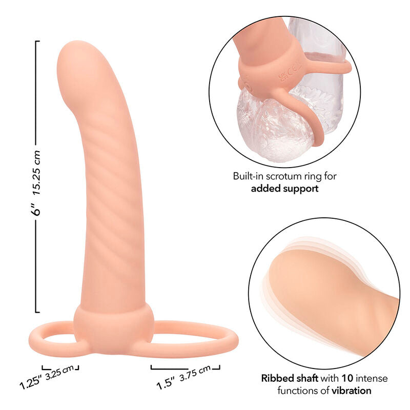 Maxx Double Ribbed Penetrator 10 Vibrations Flesh