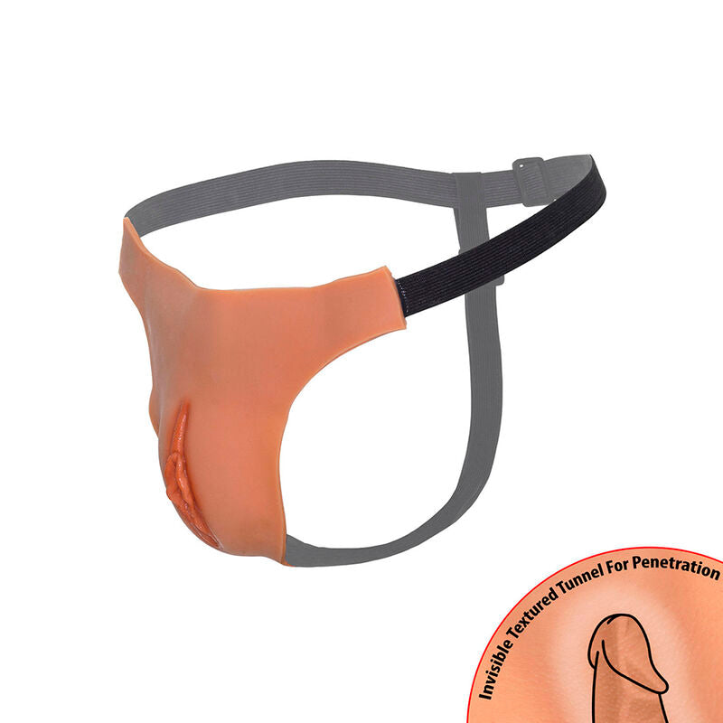 Alter ego open vagina adjustable thong flesh