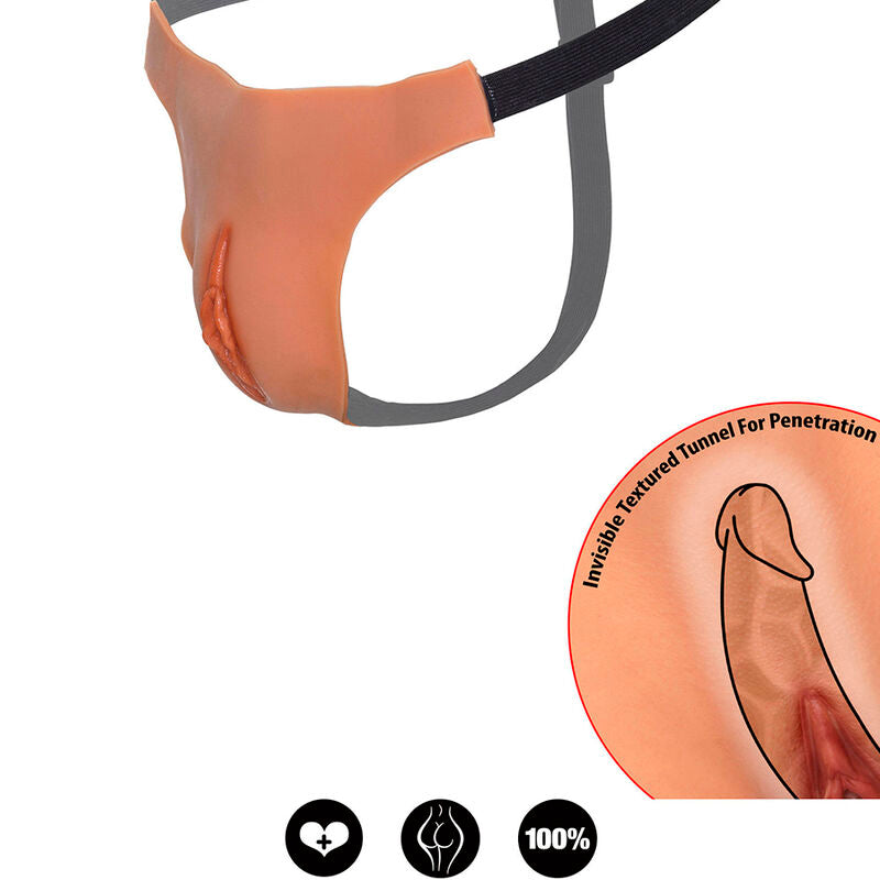 Alter ego open vagina adjustable thong flesh