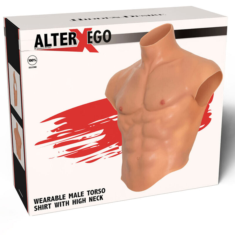 Alter ego silicone male torso shirt with abs flesh