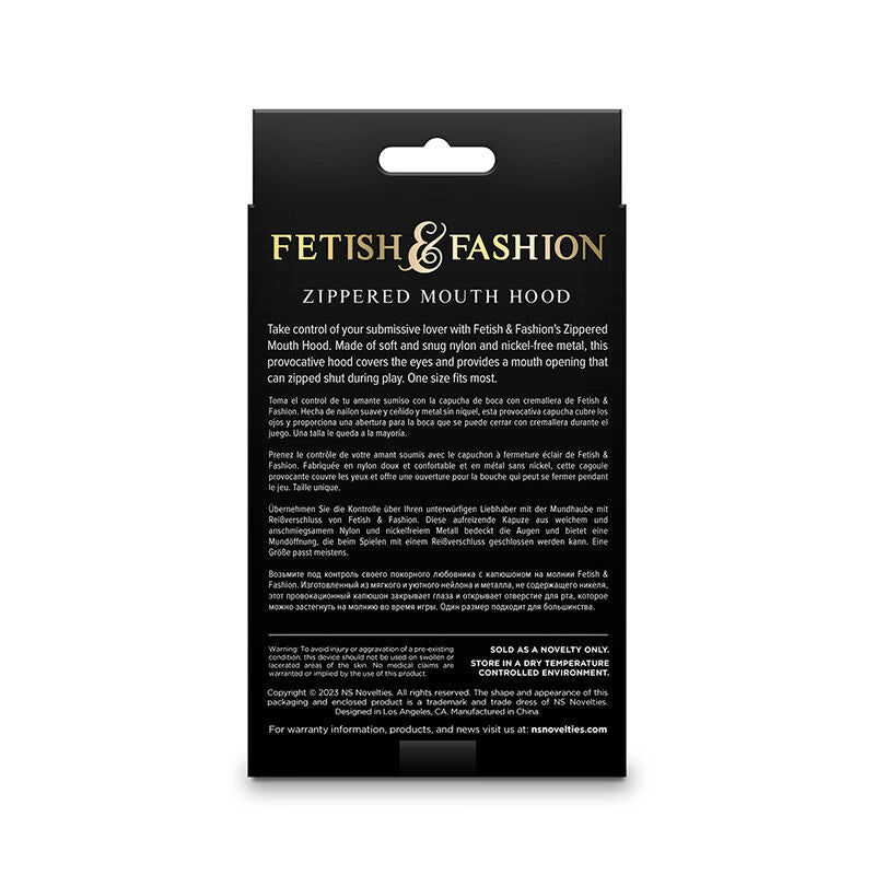 Fetish &amp; fashion hood closed mouth with zipper white nylon