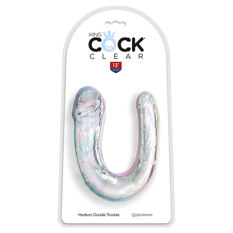 KING COCK - DOUBLE TROUBLE DOUBLE DILDO 33 CM TRANSPARENT