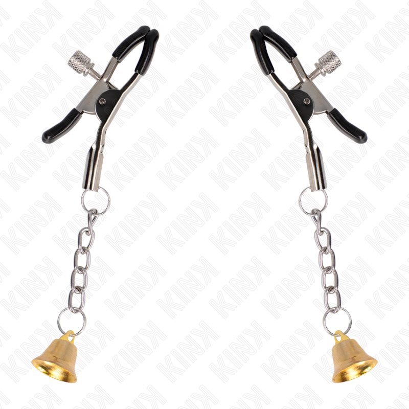 Telemon clips with gold bell pendant 6 cm