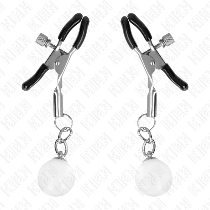 Glass bead meton clips silver 6 cm