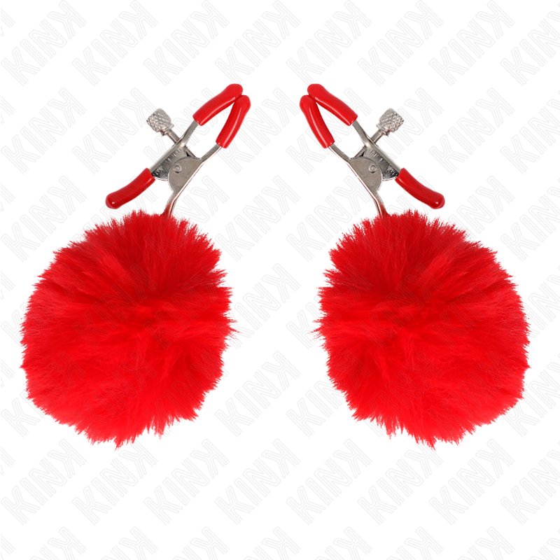 KINK - RED FAUX FUR BALL METON CLIP 6 CM