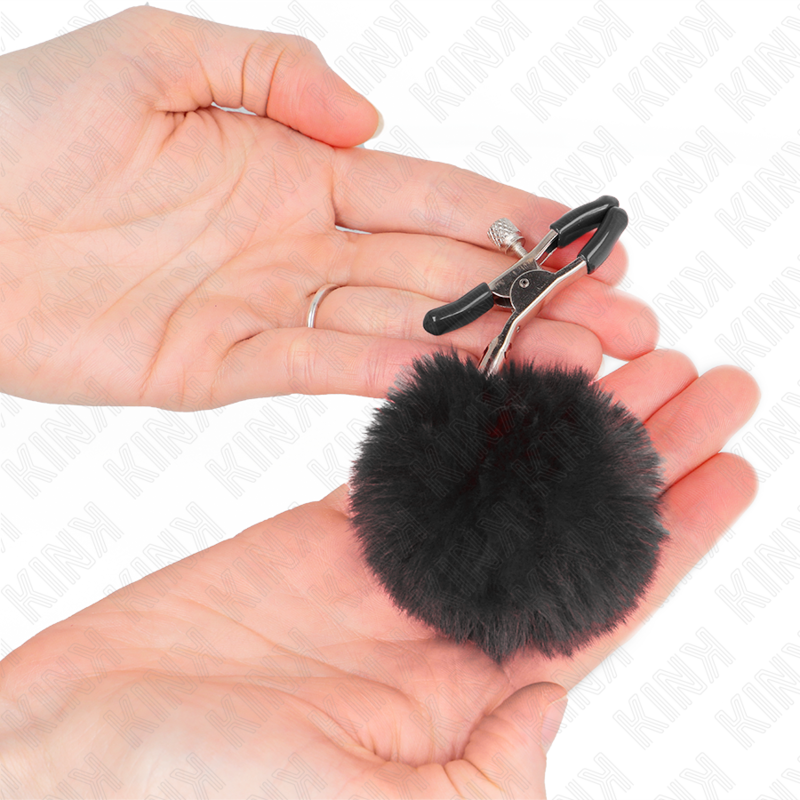 KINK - BLACK FAUX FUR BALL METON CLIPS 6 CM