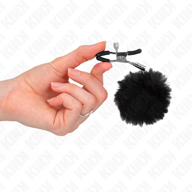 KINK - BLACK FAUX FUR BALL METON CLIPS 6 CM