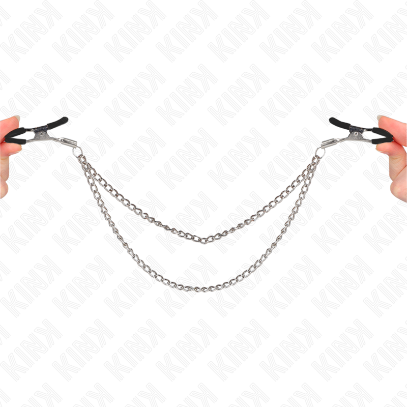 KINK - HEAD CLIPS WITH 2 THICK SILVER CHAINS 20/23 CM