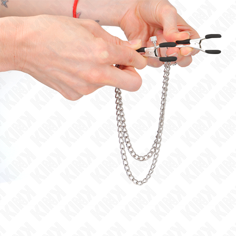 KINK - HEAD CLIPS WITH 2 THICK SILVER CHAINS 20/23 CM