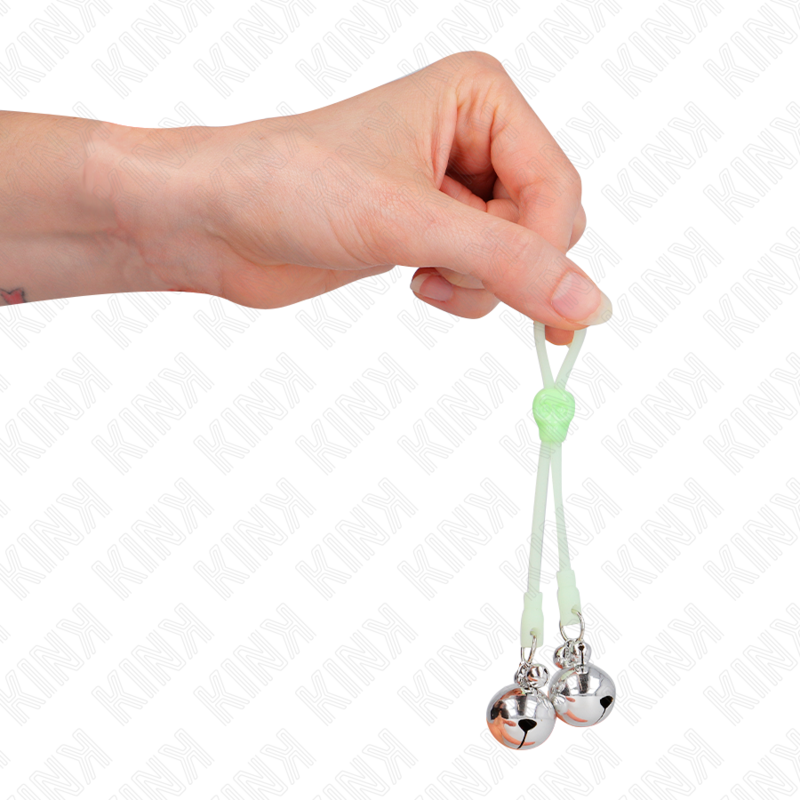 Skull Light Up Nipple Clamps with Adjustable Bell Ring Green/Silver