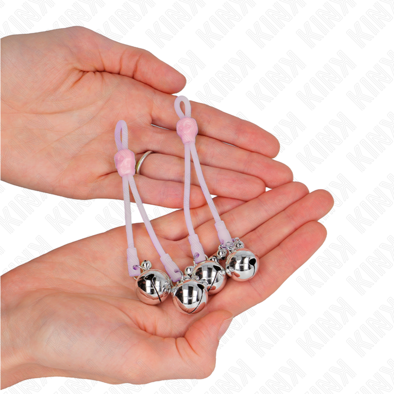 KINK - LIGHT-UP SKULL TELEPHONE CLIPS WITH RING AND ADJUSTABLE BELLS, PINK/SILVER