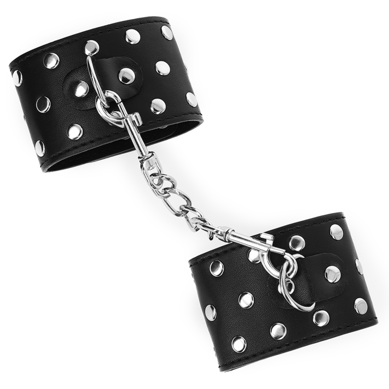 Wrist restraints with full rivet snap closure black adjustable 19-24 cm x 5.5 cm