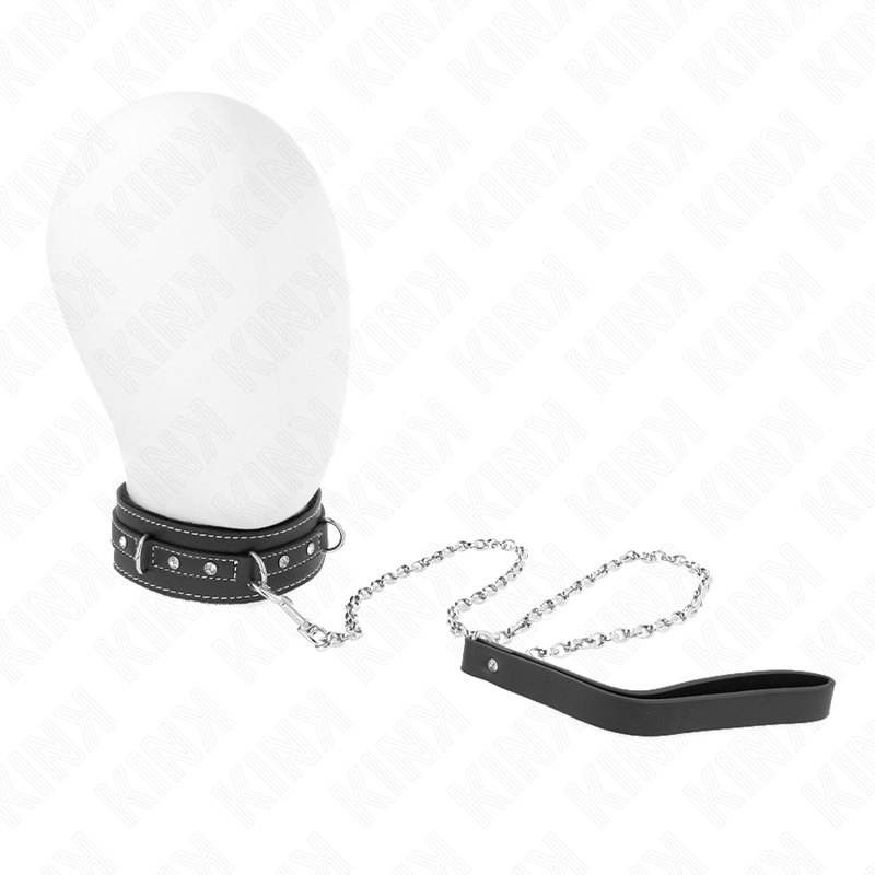 KINK - PVC LEATHER NECKLACE WITH BELT 105 CM RIVET RHINESTONE 41.5 X 4 CM