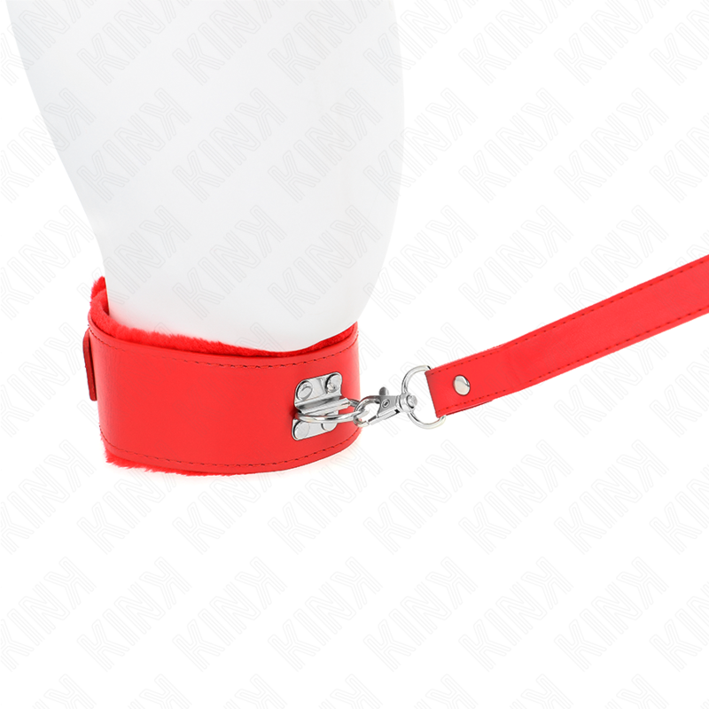KINK - COLLAR WITH LEASH 116 CM WITH SILVER STUDS MODEL 4 RED ADJUSTABLE 40-48 CM X 6 CM