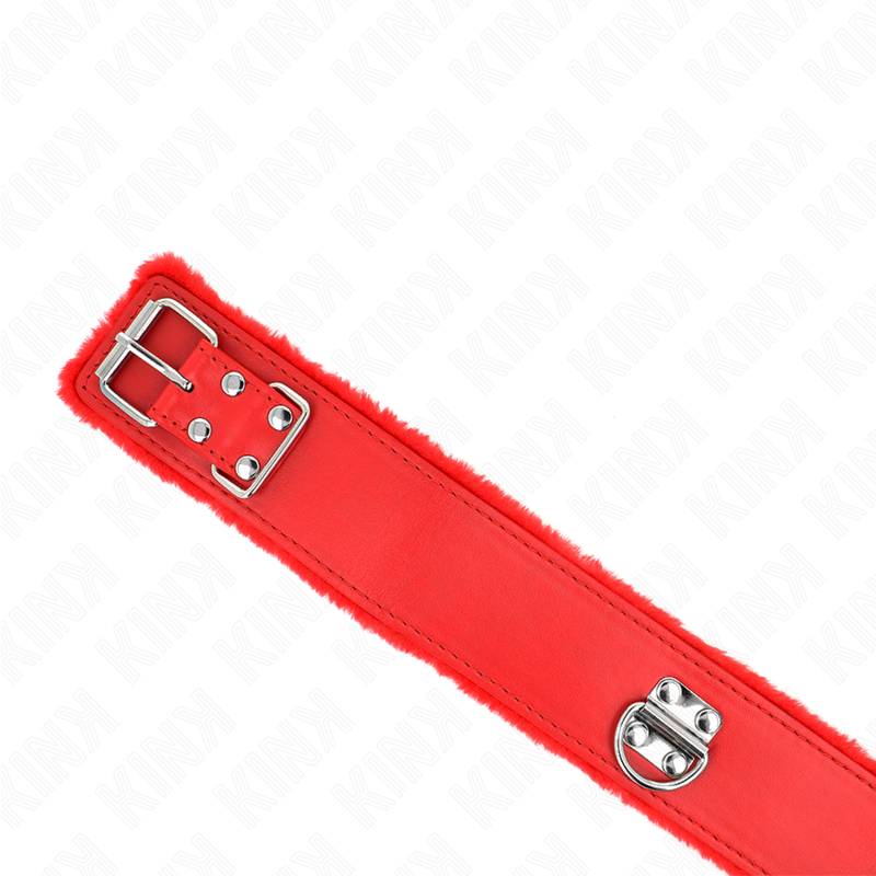 KINK - COLLAR WITH LEASH 116 CM WITH SILVER STUDS MODEL 4 RED ADJUSTABLE 40-48 CM X 6 CM
