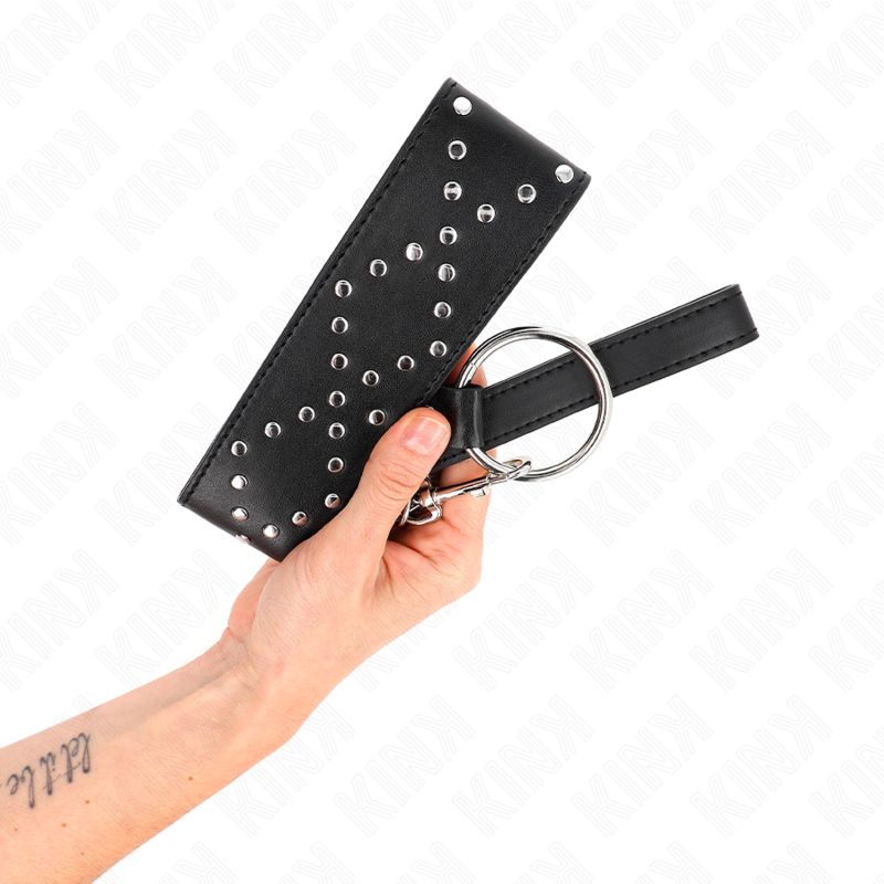 65 cm collar with leash with silver studs model 3 adjustable 36-43 cm x 5 cm