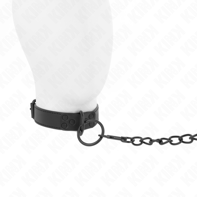 Collar with dark leash 65 cm adjustable 37-54 cm x 3 cm