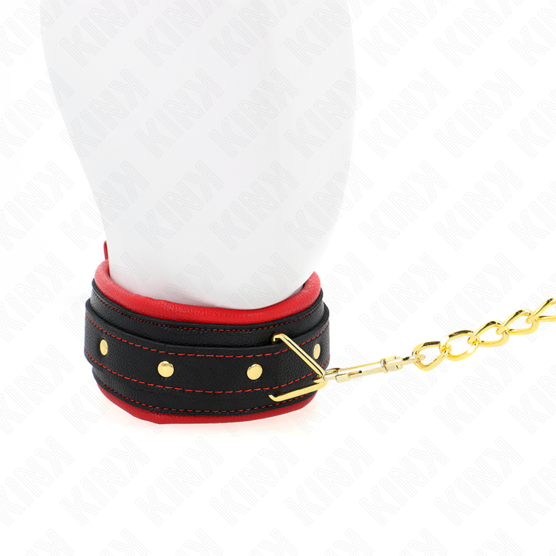 Adjustable plain fabric collar with leash 33-48 cm x 5.7 cm
