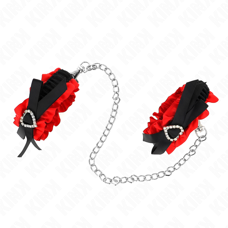 KINK - ELASTIC LACE WRIST cuffs with adjustable red heart details (22-35 cm)