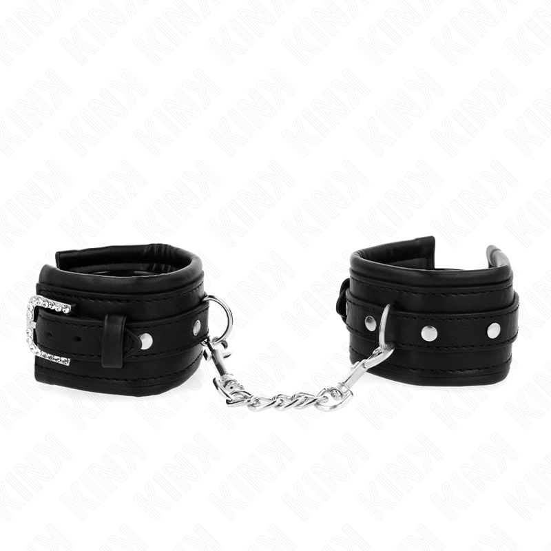 KINK - Adjustable Black Rhinestone Buckle Wristbands 25-32 cm x 5.5 cm