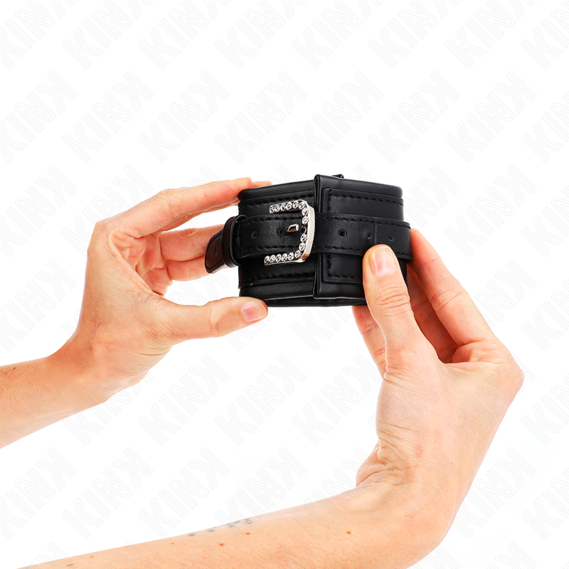 Adjustable Black Rhinestone Buckle Wristbands 25-32cm x 5.5cm