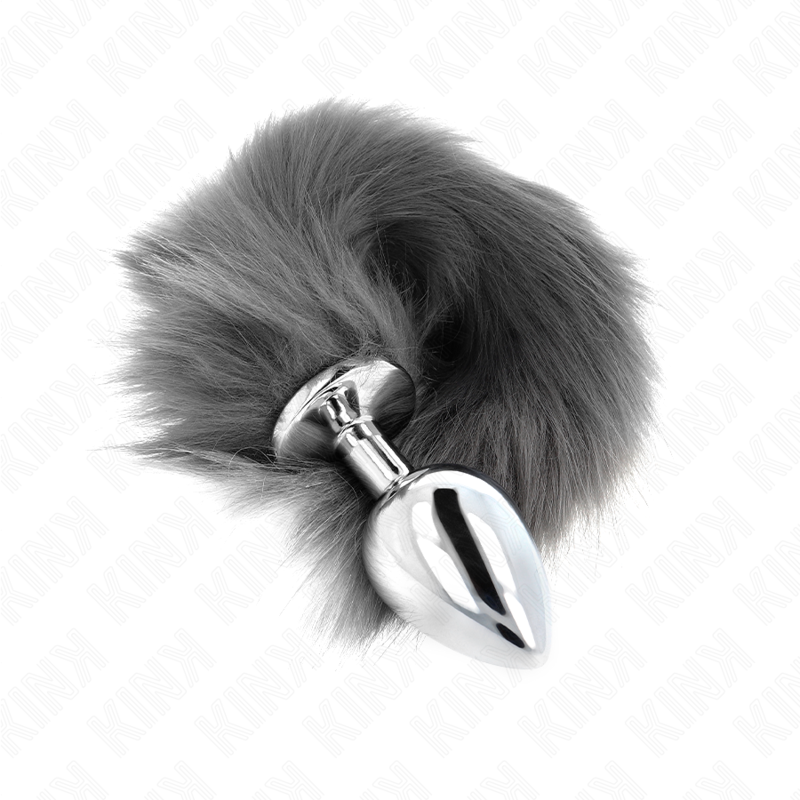 KINK - ANAL PLUG SIZE L 10 X 4 CM WITH 40 CM SYNTHETIC TAIL GREY AND WHITE