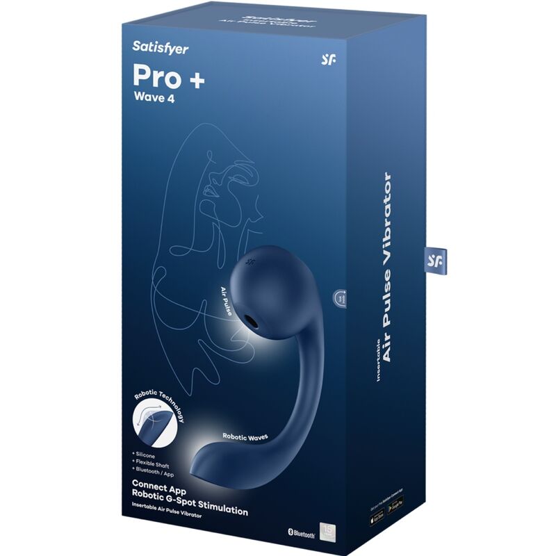 Pro+ Wave 4 G-spot stimulator and air pulse free app dark blue