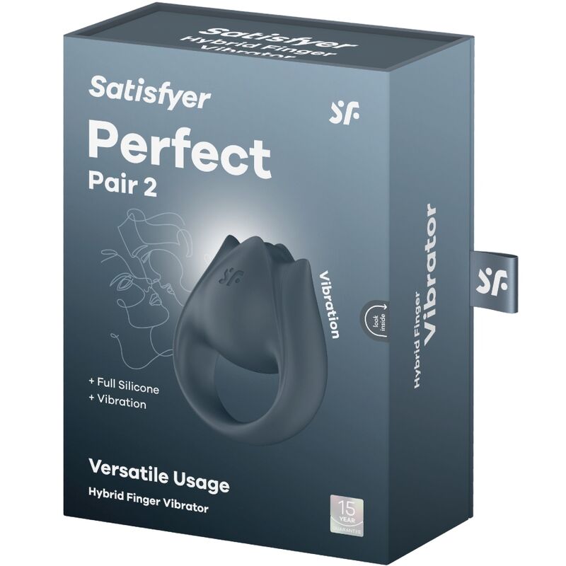 Perfect Pair 2 Multivibrator 2 in 1 Penis Ring and Finger Stimulator Grey