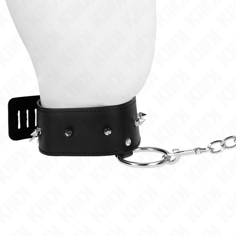 KINK - 65 CM COLLAR WITH LEASH AND SILVER STUDS, MODEL 2, ADJUSTABLE 36-43 CM X 5 CM