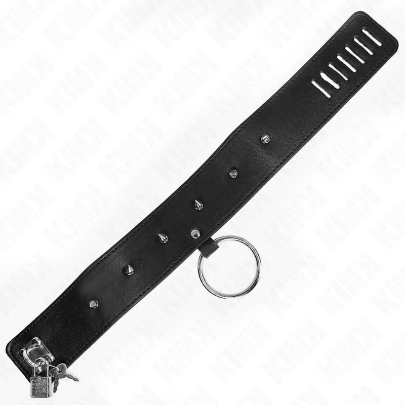 KINK - 65 CM COLLAR WITH LEASH AND SILVER STUDS, MODEL 2, ADJUSTABLE 36-43 CM X 5 CM