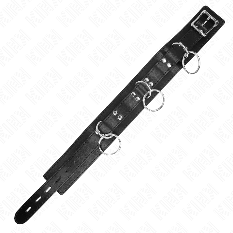 KINK - 3-RING SLAVE COLLAR WITH STRAP 80 CM 53 X 5 CM