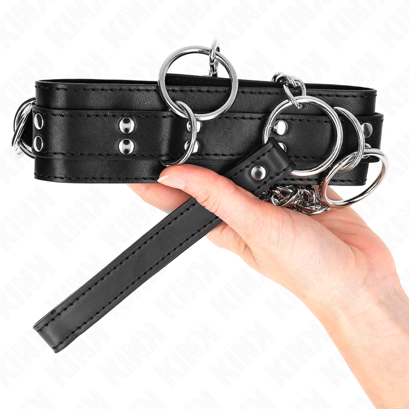 3-ring bondage collar with strap 80 cm 53 x 5 cm