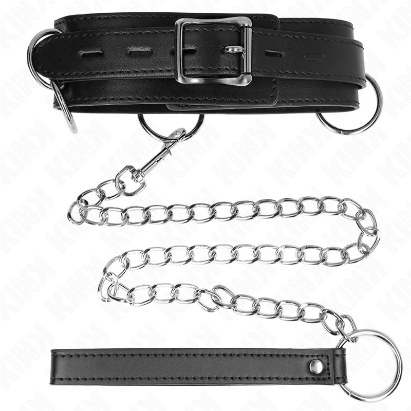 KINK - 3-RING SLAVE COLLAR WITH STRAP 80 CM 53 X 5 CM