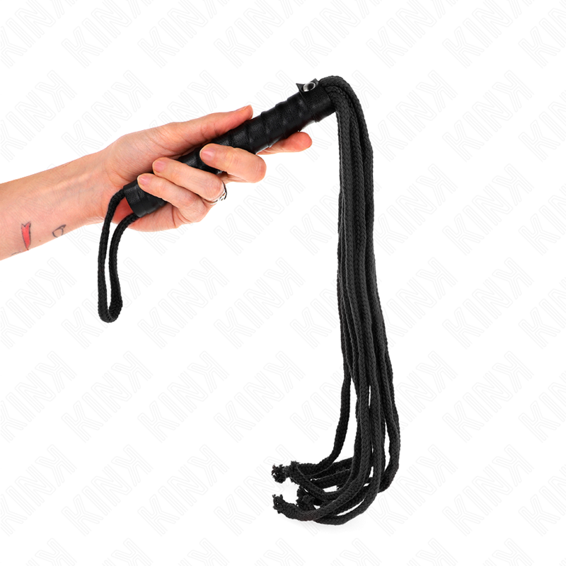 Fouet BDSM Corde Tressée 56 cm Poignée Ergonomique - Kink