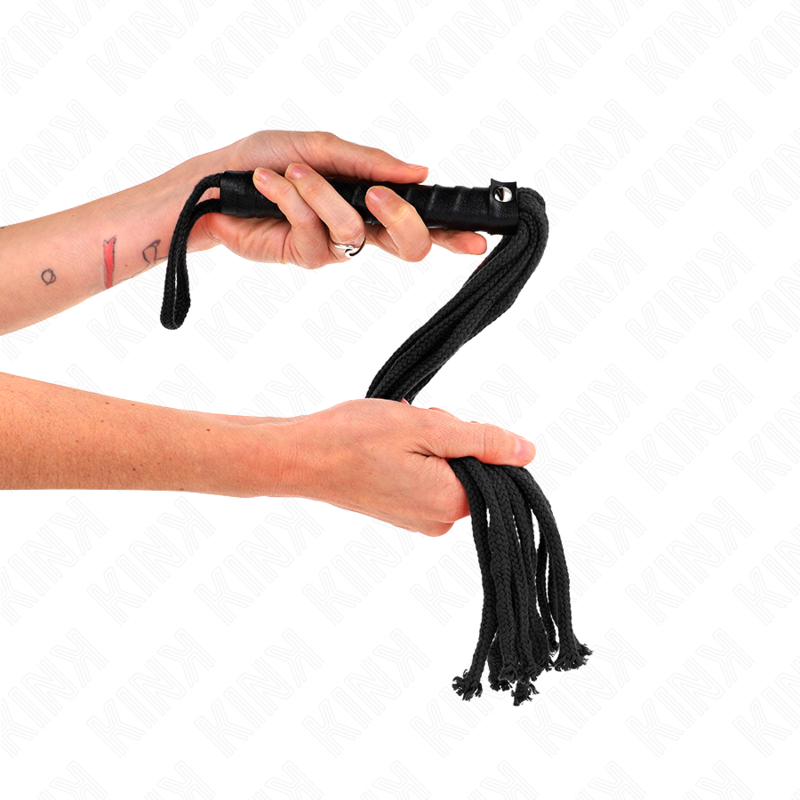 Fouet BDSM Corde Tressée 56 cm Poignée Ergonomique - Kink