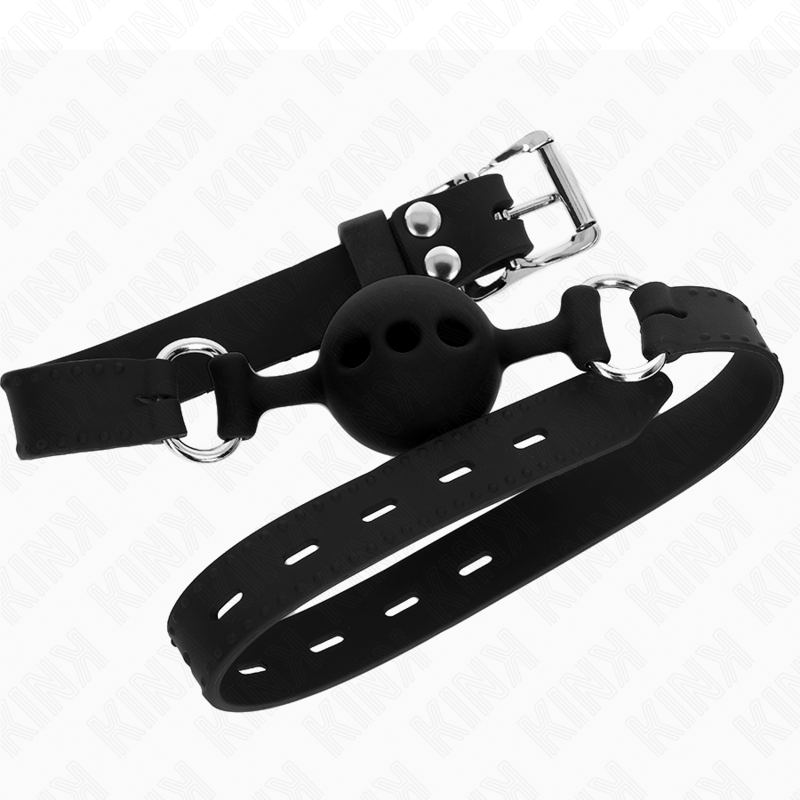 Fully silicone gag 55 x 2 cm with 4 cm ball size S black adjustable 35-51 cm