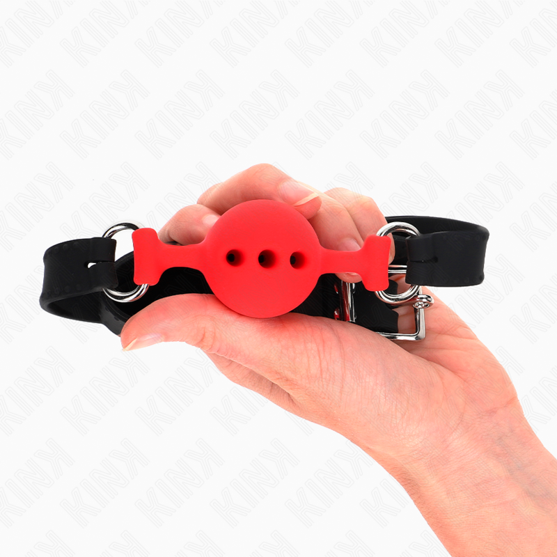 Fully silicone gag 55 x 2 cm with 4 cm ball size S red adjustable 35-51 cm
